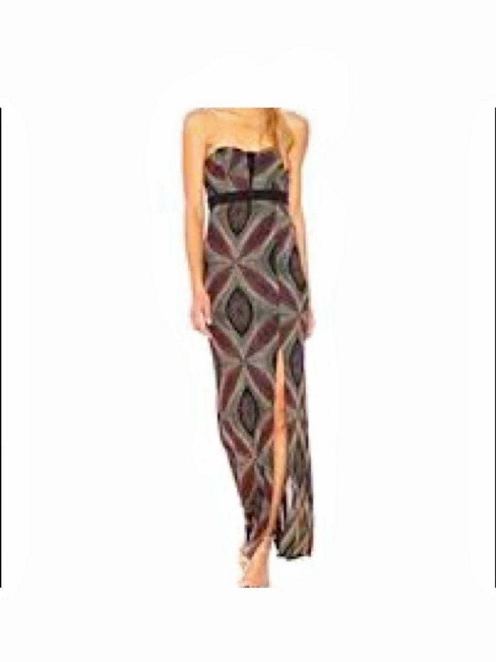 NWT BCBGeneration Metallic Geometric Strapless Maxi Gown Size 6